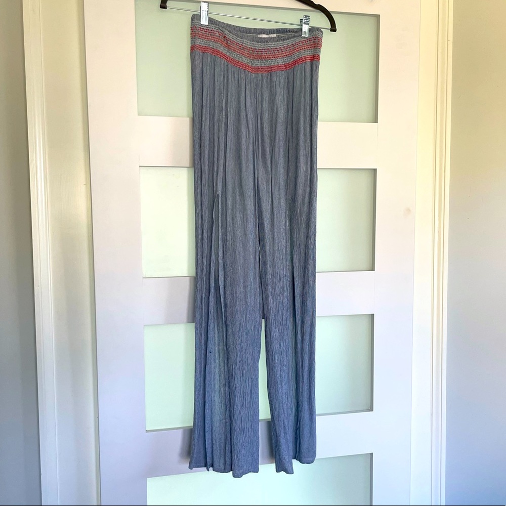 Blue front slit coverup pants